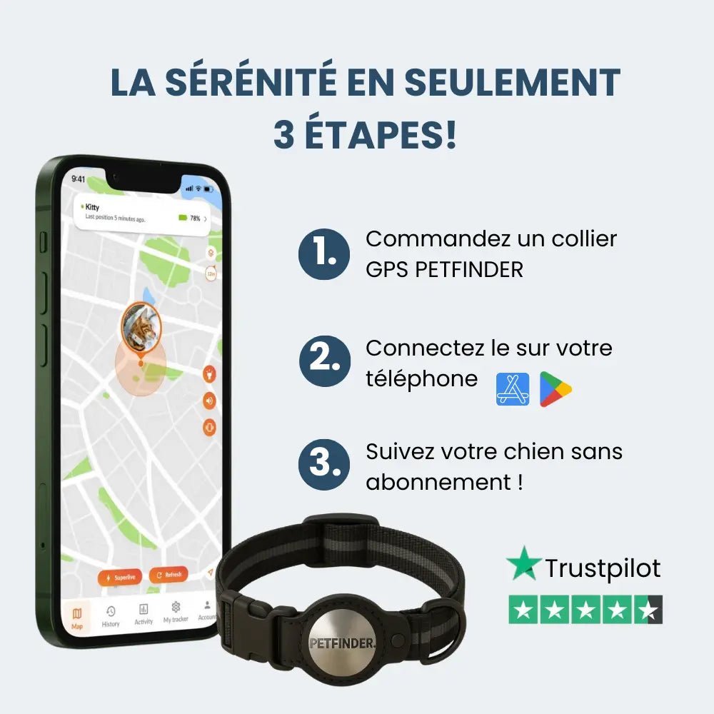 PetFinder - Collier tracker GPS pour chiens - Pet Finder
